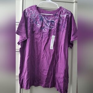 Croft & Barrow Purple Top with Floral Design